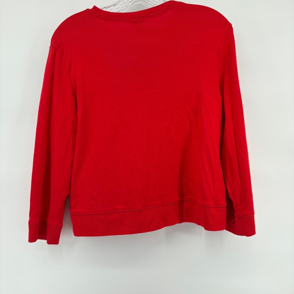 Rafaella  L Tomato Red Long Sleeve Cotton‎ Knit Button Front Cardigan Sweater - Picture 4 of 7